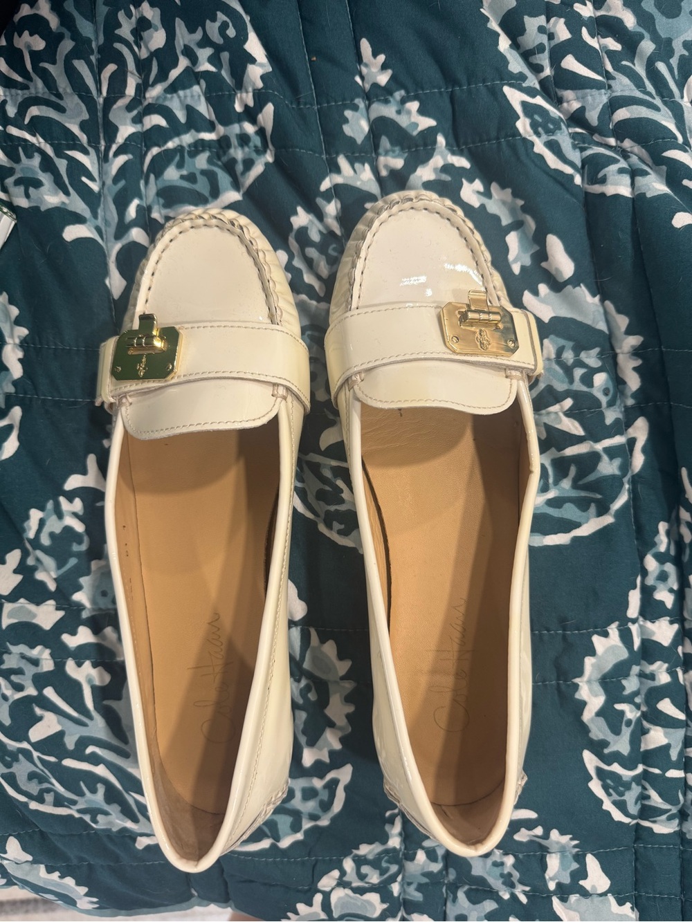 White patent leather Cole Haan Flats with Nike technology soles